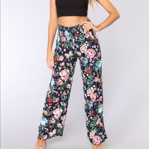 Navy Printed Palazzo Pants